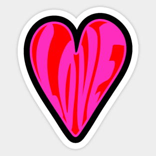 Hippie Style Love Heart, Pink and Red Sticker